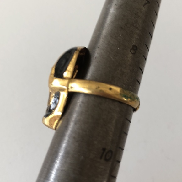 Vintage Made in Western Germany Gold Tone Enamel scull Ring w/Tag adjustable - Picture 7 of 10